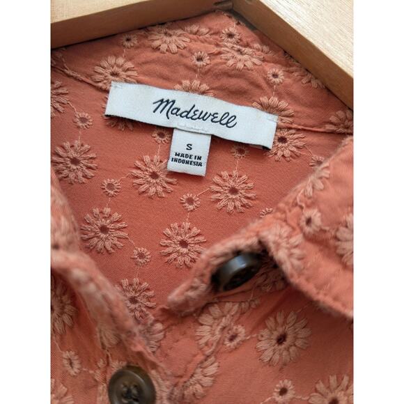 Madewell Women's Shirt Top Blouse Button Down Embroidered Portside Orange Small - Picture 4 of 11